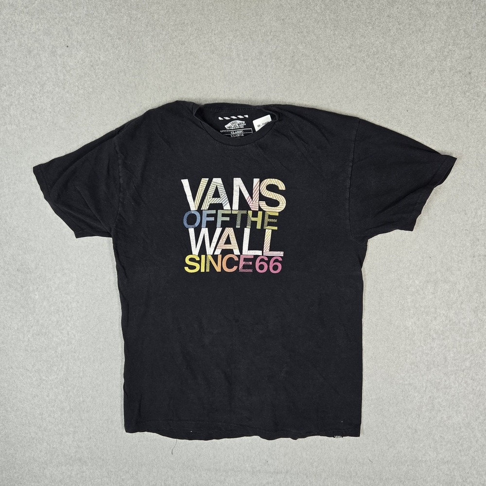 Vans Men Shirt X-LARGE Black Graphic Logo Spellout Classic Short Sleeve READ